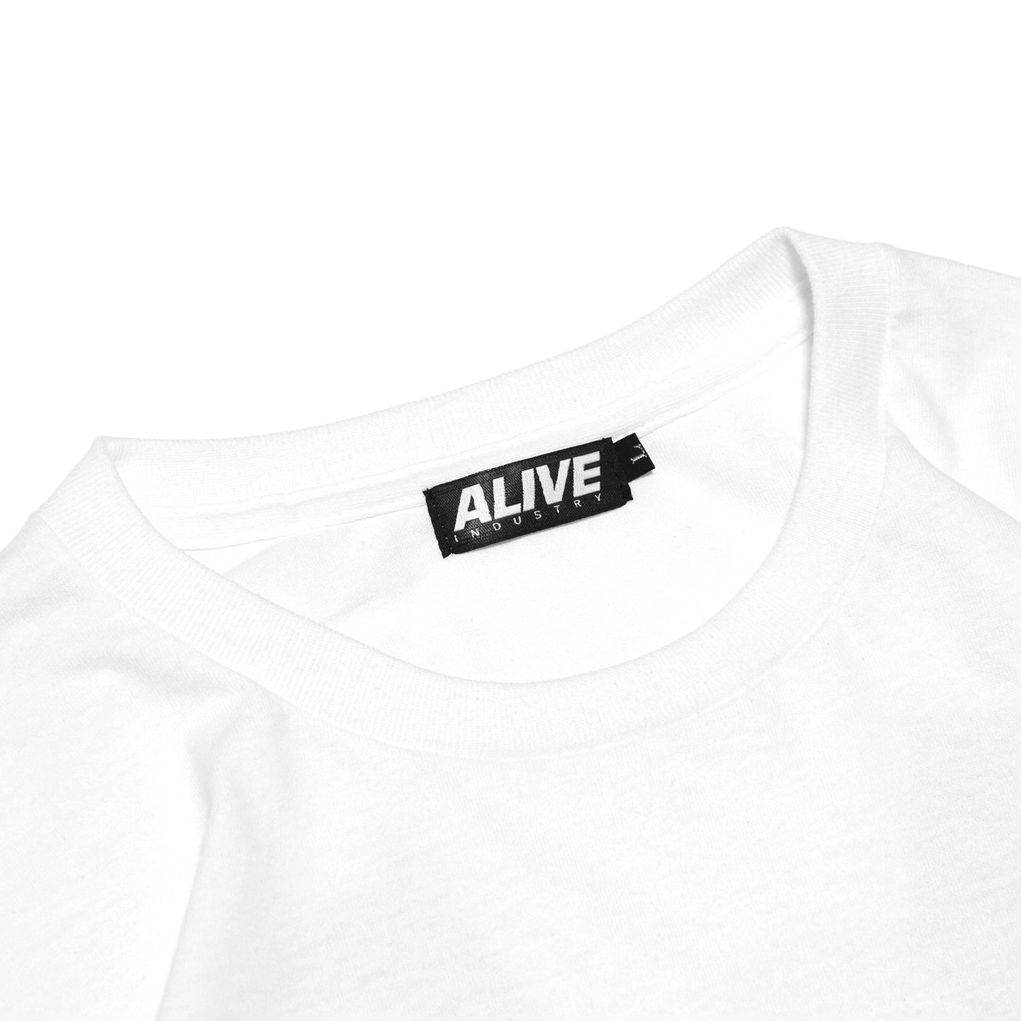 ALIVE INDUSTRY X MOTO-BUNKA - Limited Collaboration T-Shirt Designed by Hirotton/White