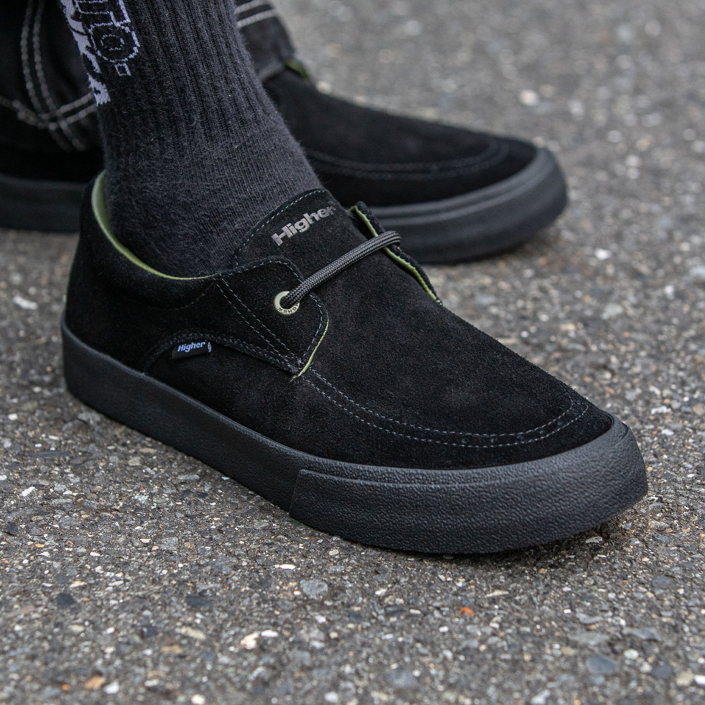 HIGHER FOOTWEAR - Salem Slip On Suede/Black