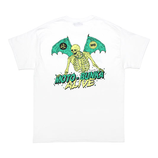 ALIVE INDUSTRY X MOTO-BUNKA - Limited Collaboration T-Shirt Designed by Hirotton/White