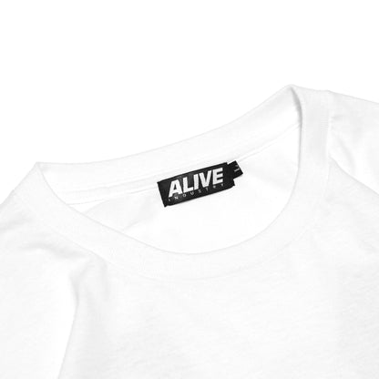 ALIVE INDUSTRY X MOTO-BUNKA - Limited Collaboration T-Shirt Designed by Hirotton/White