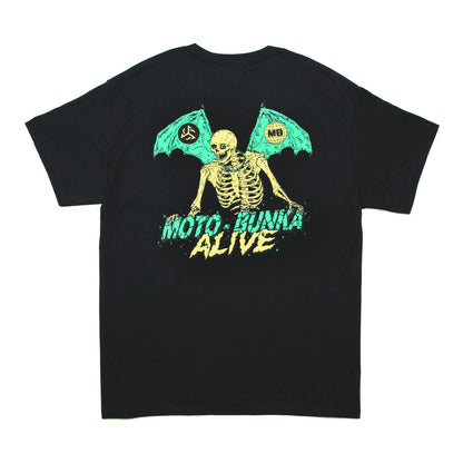ALIVE INDUSTRY X MOTO-BUNKA - Limited Collaboration T-Shirt Designed by Hirotton/Black