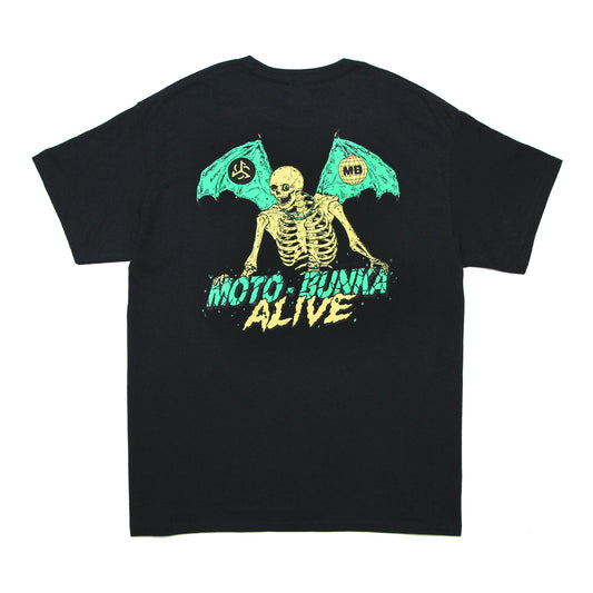 ALIVE INDUSTRY X MOTO-BUNKA - Limited Collaboration T-Shirt Designed by Hirotton/Black
