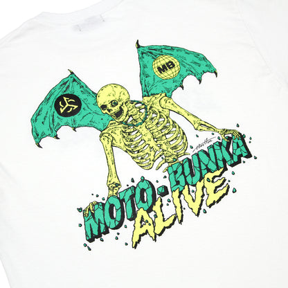 ALIVE INDUSTRY X MOTO-BUNKA - Limited Collaboration T-Shirt Designed by Hirotton/White