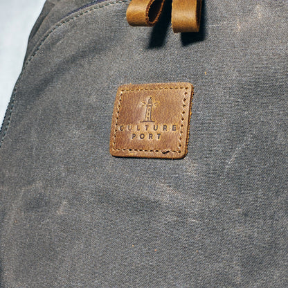 CULTURE PORT - Leather Canvas Backpack/Army Green