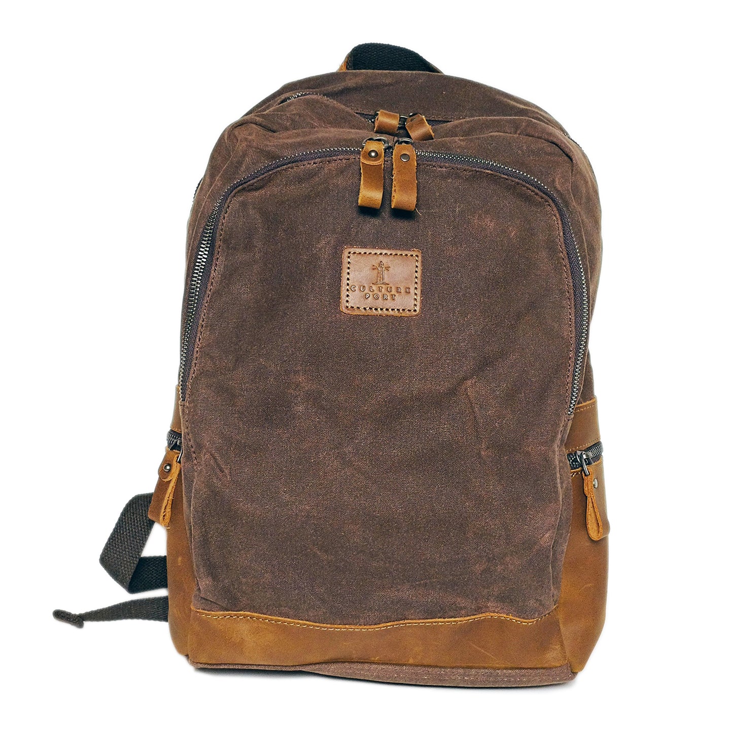 CULTURE PORT - Leather Canvas Backpack/Coffee