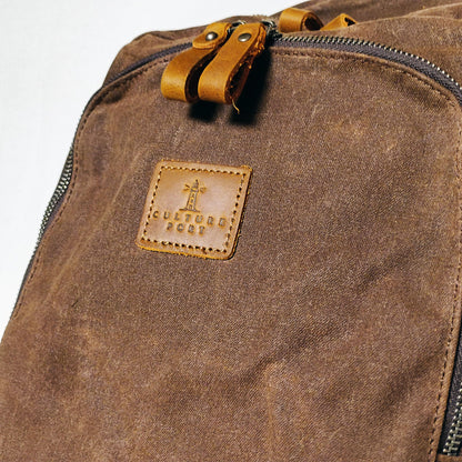 CULTURE PORT - Leather Canvas Backpack/Coffee
