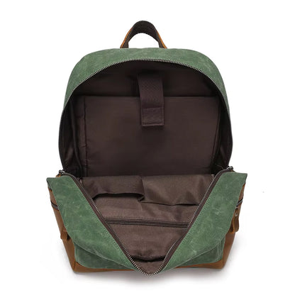 CULTURE PORT - Leather Canvas Backpack/Coffee