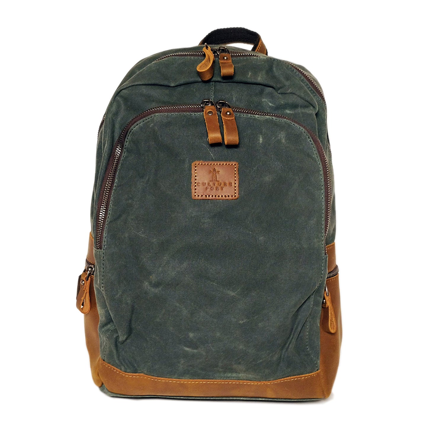 CULTURE PORT - Leather Canvas Backpack/Green
