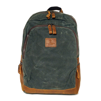 CULTURE PORT - Leather Canvas Backpack/Green