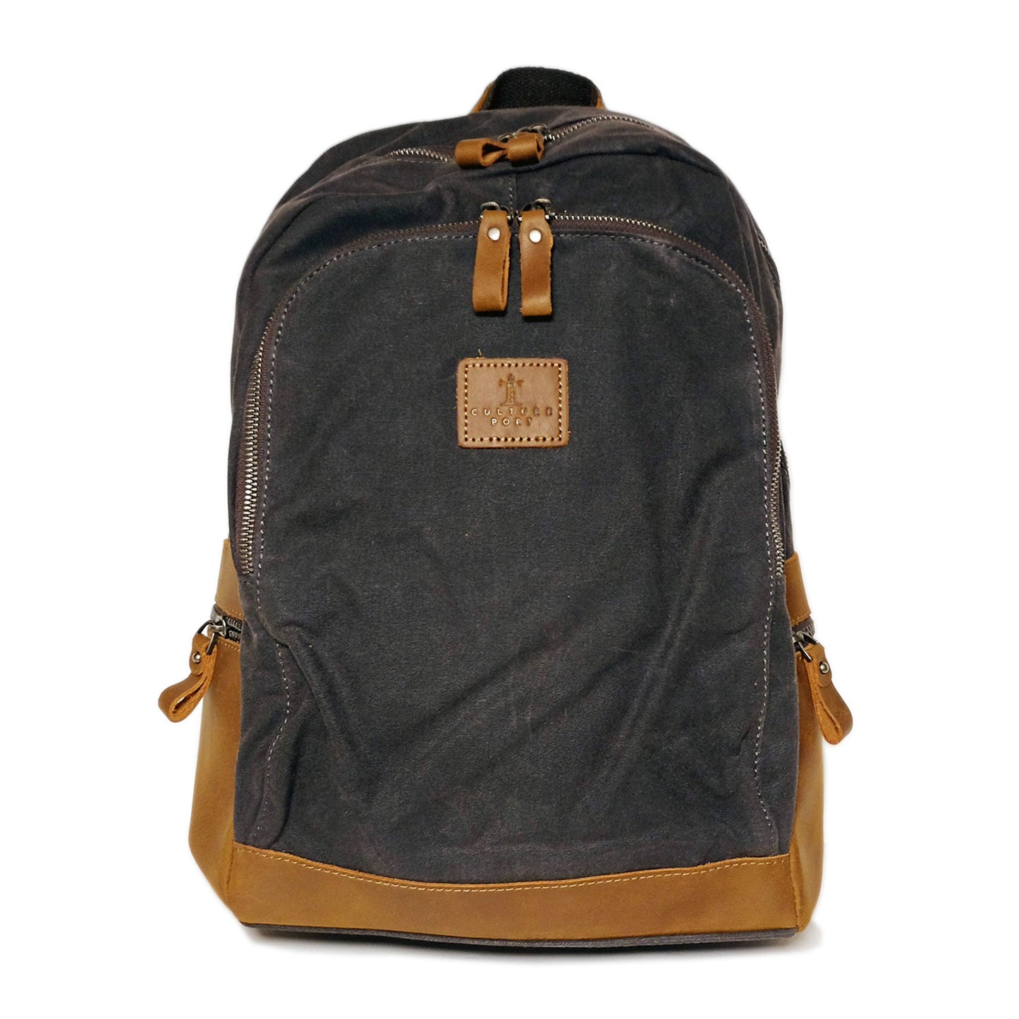 CULTURE PORT - Leather Canvas Backpack/Grey