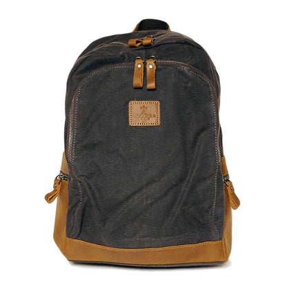 CULTURE PORT - Leather Canvas Backpack/Grey