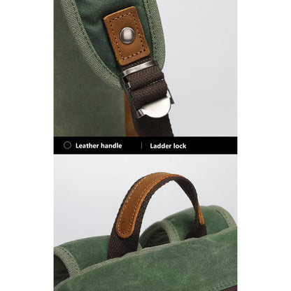 CULTURE PORT - Leather Canvas Backpack/Grey