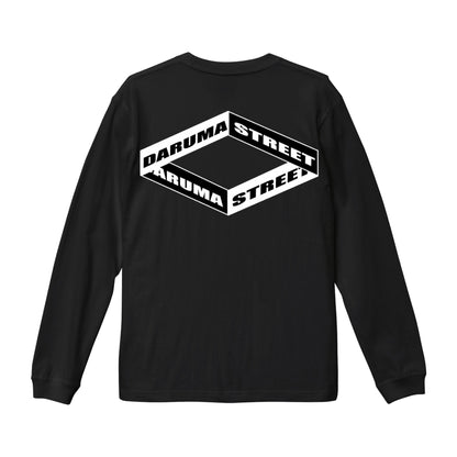 DARUMA STREET - Box Logo Long Sleeve T-Shirt/Grey/Black