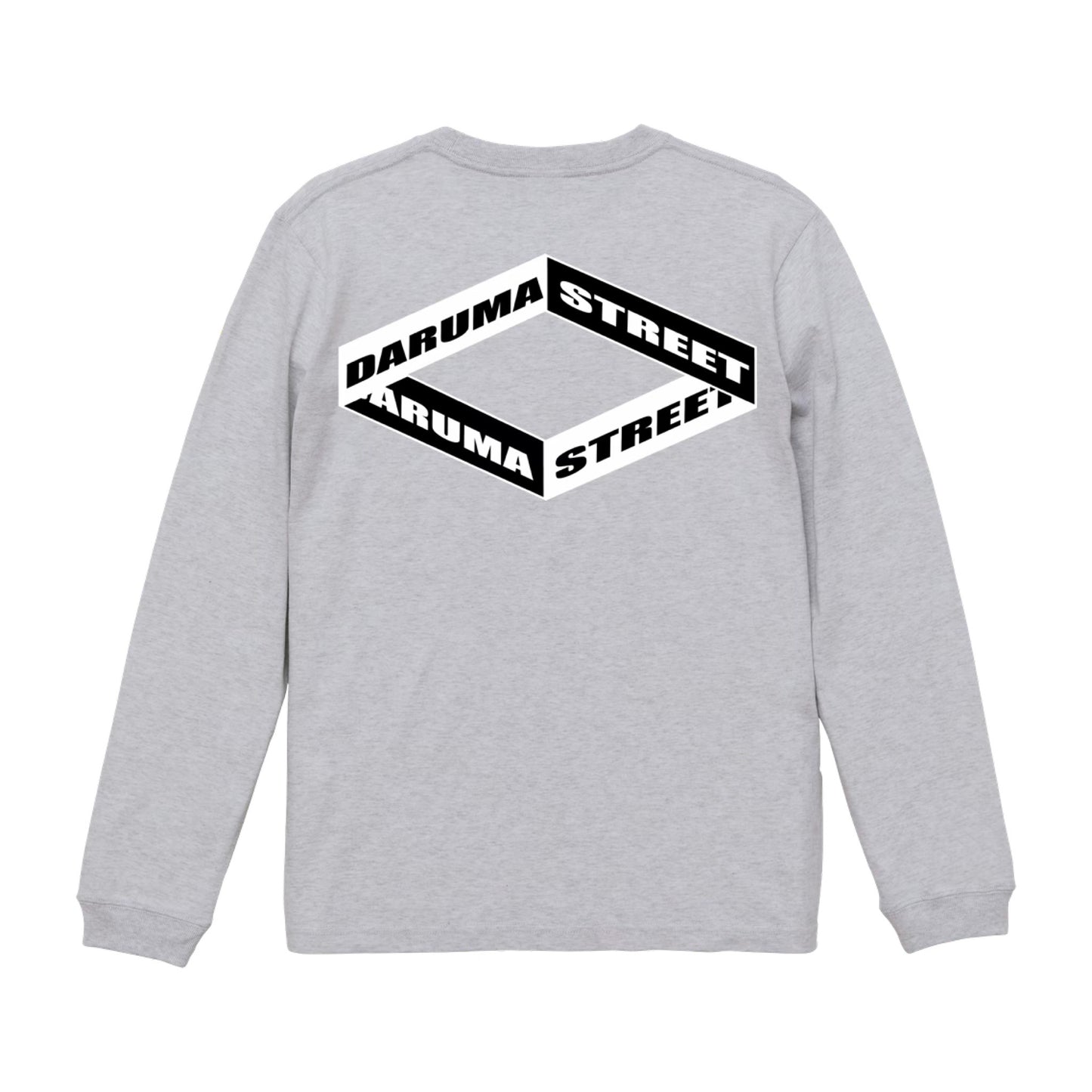 DARUMA STREET - Box Logo Long Sleeve T-Shirt/Grey/Black