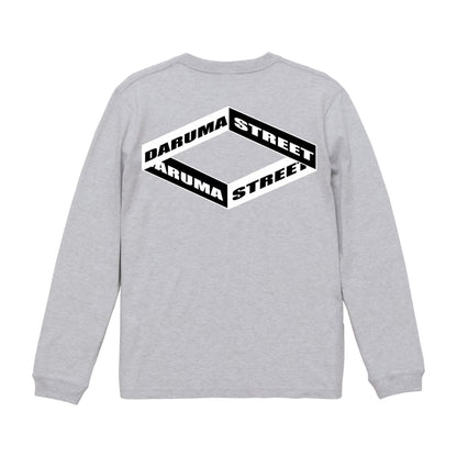 DARUMA STREET - Box Logo Long Sleeve T-Shirt/Grey/Black