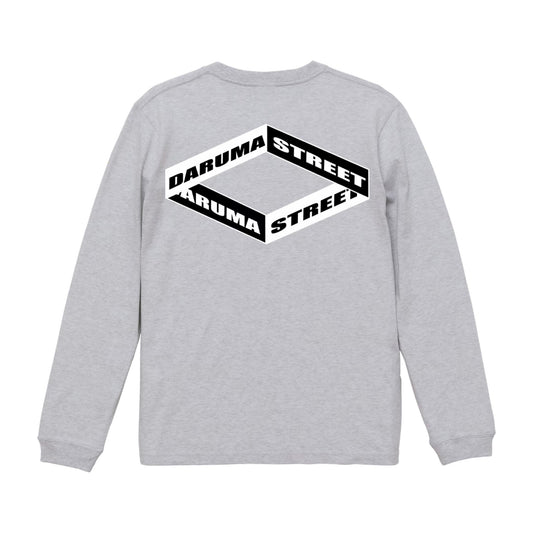 DARUMA STREET - Box Logo Long Sleeve T-Shirt/Grey/Black