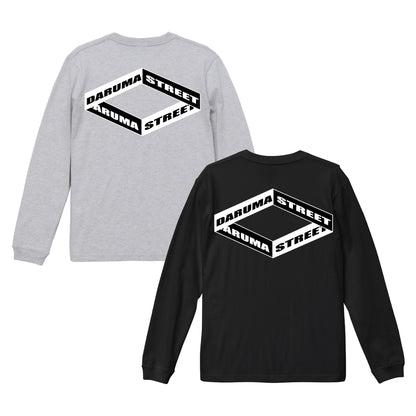 DARUMA STREET - Box Logo Long Sleeve T-Shirt/Grey/Black