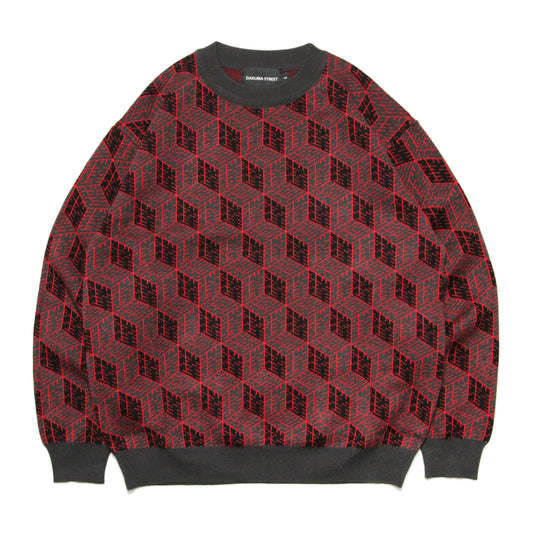 DARUMA STREET - Cube Logo Sweater/Red