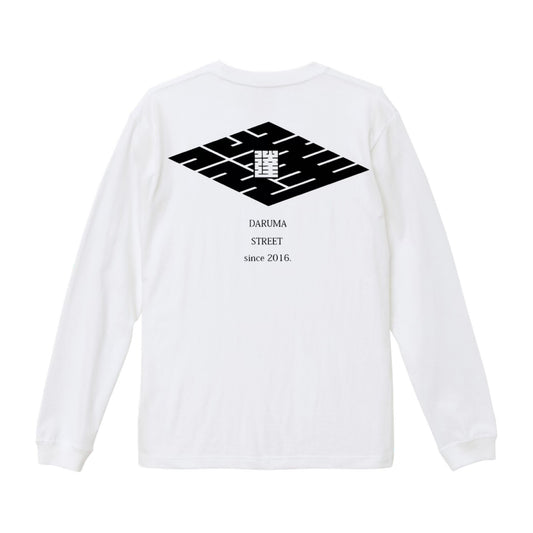 DARUMA STREET - Logo Long Sleeve T-Shirt/White/Black