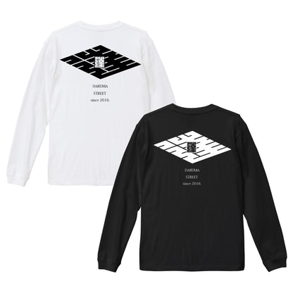 DARUMA STREET - Logo Long Sleeve T-Shirt/White/Black