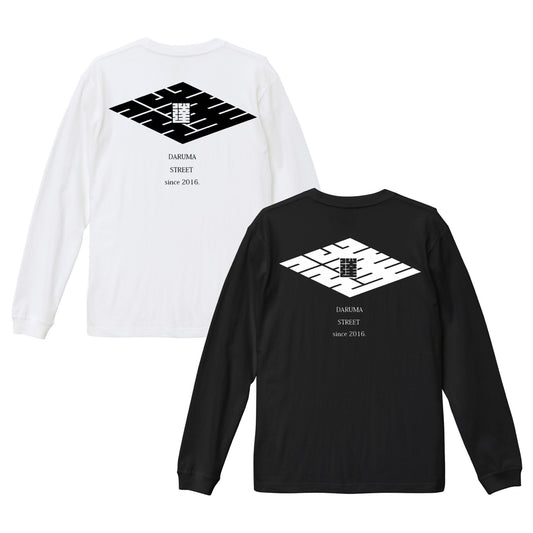 DARUMA STREET - Logo Long Sleeve T-Shirt/White/Black