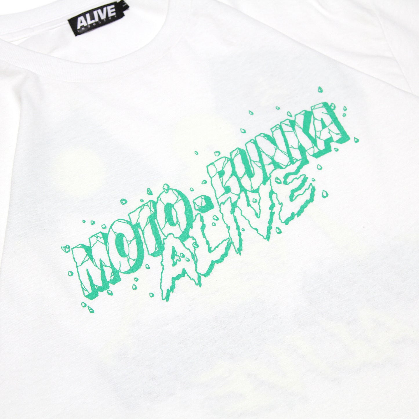 ALIVE INDUSTRY X MOTO-BUNKA - Limited Collaboration T-Shirt Designed by Hirotton/White
