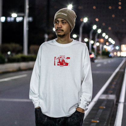 MOTO-BUNKA X DOOMED - Girl Long Sleeve T-Shirt/White-Red