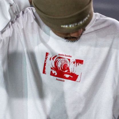 MOTO-BUNKA X DOOMED - Girl Long Sleeve T-Shirt/White-Red