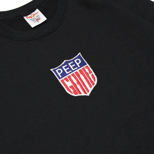 PEEP GAME - Badge Crewneck Sweatshirt/Black