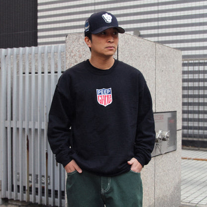 PEEP GAME - Badge Crewneck Sweatshirt/Black
