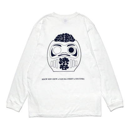 150S-TOWN X KNOW SHIT CREW X DARUMA STREET - Collab Long Sleeve T-Shirt/White