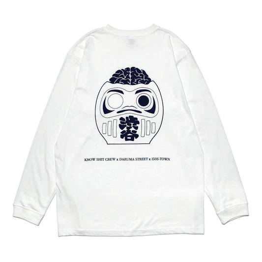 150S-TOWN X KNOW SHIT CREW X DARUMA STREET - Collab Long Sleeve T-Shirt/White
