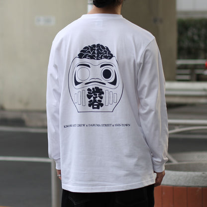 150S-TOWN X KNOW SHIT CREW X DARUMA STREET - Collab Long Sleeve T-Shirt/White