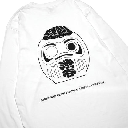 150S-TOWN X KNOW SHIT CREW X DARUMA STREET - Collab Long Sleeve T-Shirt/White
